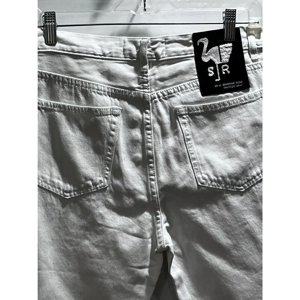 SANDRINE ROSE Free People Women‎ White Frayed Hem Bermuda Jean Shorts Sz 27 new